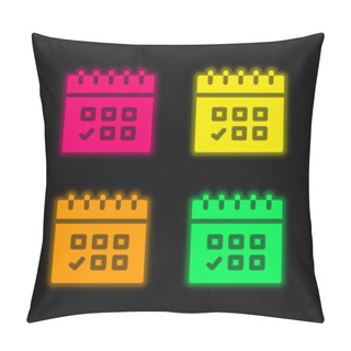 Personality  Appointment Four Color Glowing Neon Vector Icon Pillow Covers