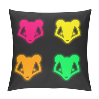 Personality  Badger Four Color Glowing Neon Vector Icon Pillow Covers