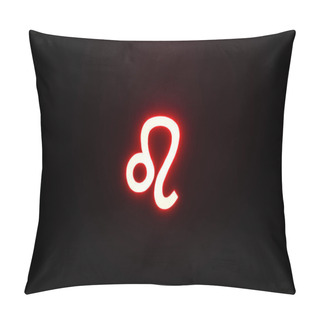 Personality  Red Illuminated Leo Zodiac Sign Isolated On Black Pillow Covers