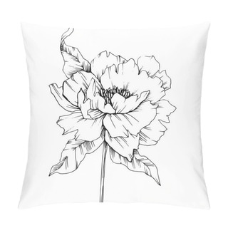 Personality  Vector Peony Floral Botanical Flower. Wild Spring Leaf Wildflower Isolated. Black And White Engraved Ink Art. Isolated Peony Illustration Element. Pillow Covers
