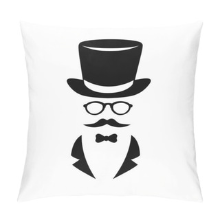 Personality  Vector Black On White Illustration. Gentleman Pillow Covers