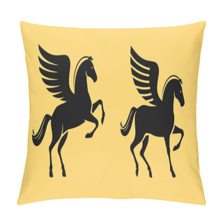 Personality  Winged Horse Symbol. Pegasus Vector Pillow Covers