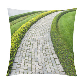 Personality  The Stone Block Walk Path With Green Grass Pillow Covers