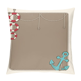 Personality  Red Life Buoy And Anchor On Background Pillow Covers