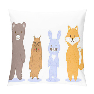 Personality  Christmas Animals Set Bear, Fox, Owl, Hare, Bunny Pillow Covers