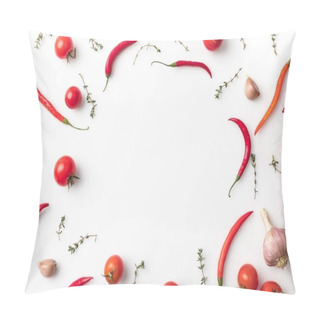Personality  Circle Of Chili Peppers And Tomatoes  Pillow Covers