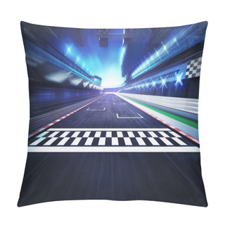 Personality  Finish Line On The Racetrack With Spotlights In Motion Blur Pillow Covers