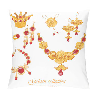 Personality  Golden Jewelry And Roses Pillow Covers