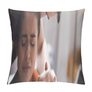 Personality  Responsive Man Calming And Hugging Crying Girlfriend, Banner Pillow Covers