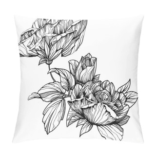 Personality  Black And White Hand Painted Graphic Flowers Pillow Covers