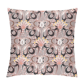 Personality  Vintage Floral Vector Seamless Pattern. Abstract Geometric Halft Pillow Covers