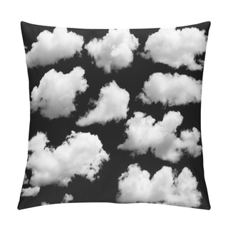 Personality  Set Of Isolated Clouds Over Black. Pillow Covers