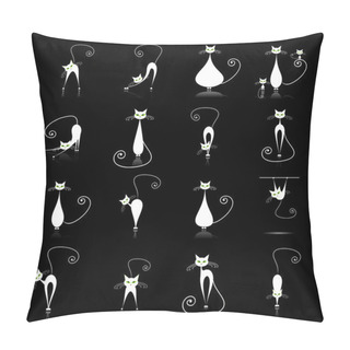 Personality  White Cat Silhouette Collections Pillow Covers