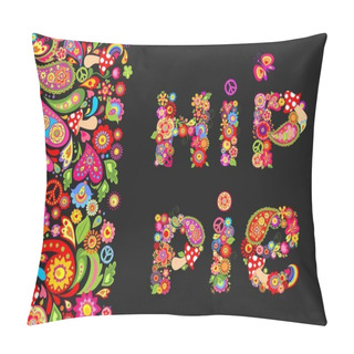 Personality  Hippie Flowers Colorful Print For T Shirt, Festival Poster And Other Design Pillow Covers