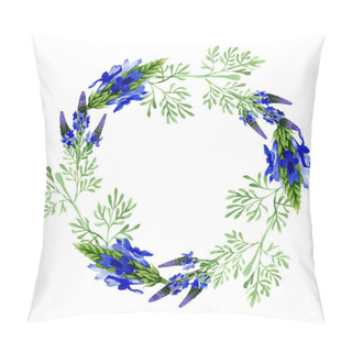 Personality  Blue Violet Lavender Floral Botanical Flower. Wild Spring Leaf Wildflower Isolated. Watercolor Background Illustration Set. Watercolour Drawing Fashion Aquarelle. Frame Border Ornament Square. Pillow Covers
