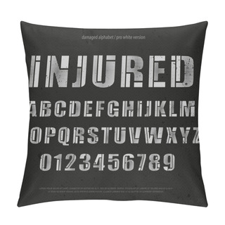 Personality  Industrial Style Alphabet Letters And Numbers. Vector Font Type Design. Grunge Lettering Icons. Bold Typesetting. Damaged Typeface Template Pillow Covers