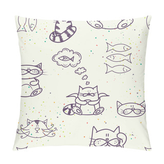 Personality  Pattern With  Cats And Fish Pillow Covers
