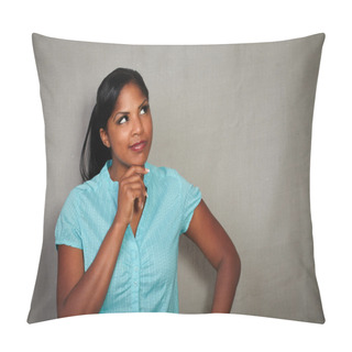 Personality  Charismatic Girl Planning While Looking Away Pillow Covers