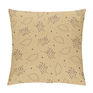 Personality  Holiday Floral Pattern. Vector Golden Background With Hand-drawn Flowers And Leaves. Pillow Covers