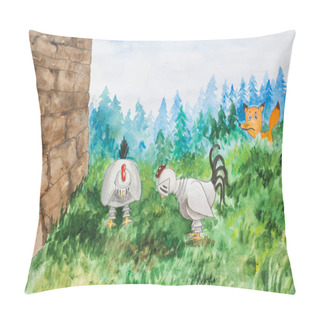 Personality  Chickens In Knightly Armor. Caricature Pillow Covers