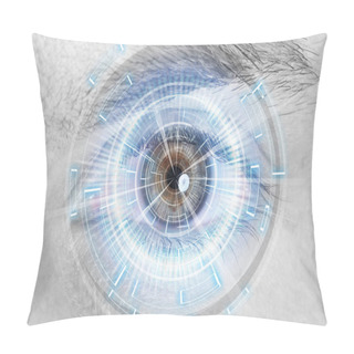 Personality  Close Up Eye Of Technologies In The Future, Selective Focus Pillow Covers