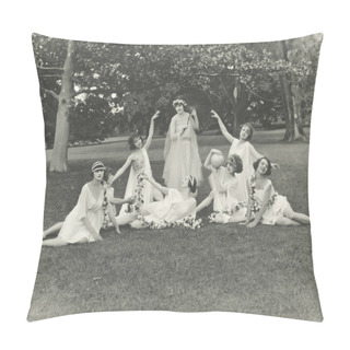 Personality  Nymphs Posing In Park Pillow Covers