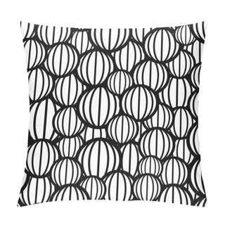 Personality  Black And White Spheres Seamless Pattern, Vector Background. Pillow Covers