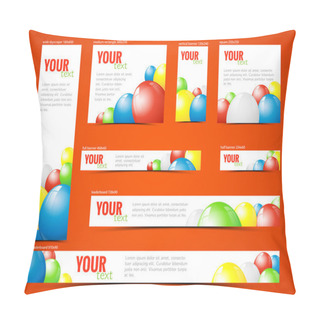 Personality  Set Of  Web Banners With Balloons Pillow Covers