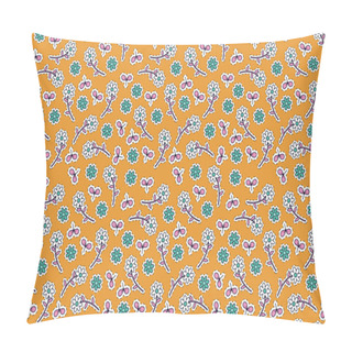 Personality  A Seamless Floral Pattern In A Cartoonish Colorful Style. Pillow Covers