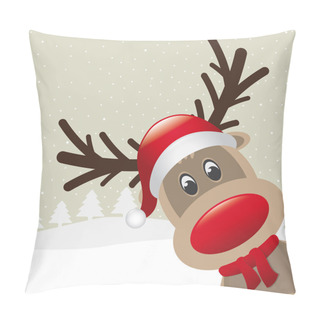 Personality  Reindeer Red Nose And Scarf Pillow Covers