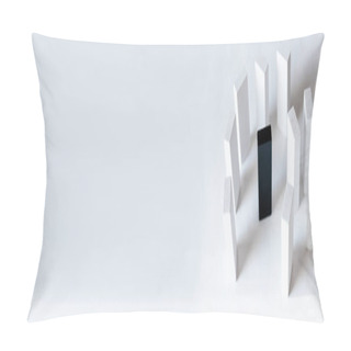 Personality  Top View Of Black Block Surrounded By White Ones On Light Background, Banner Pillow Covers