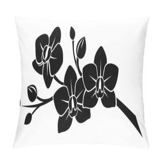 Personality  Black Silhouette Of Orchid Flowers. Vector Illustration. Pillow Covers