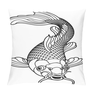 Personality  Koi Carp Black And White Fish Pillow Covers