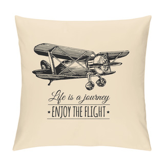 Personality  Retro Hand Sketched Biplane Pillow Covers