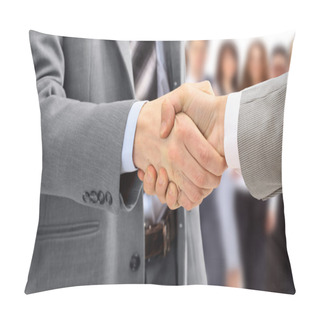 Personality  Handshake Isolated On Business Background Pillow Covers