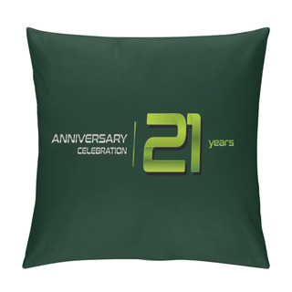 Personality  21 Years Anniversary Celebration Green Logo, Vector Illustration On Dark Green Background Pillow Covers