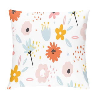 Personality  Seamless Pattern With Creative Decorative Flowers In Scandinavian Style. Pillow Covers