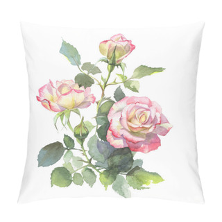 Personality  Pink And White Roses, Buds And Blossoms Hand-painted In Watercolor Pattern For Printing On Fabric, For Printing On Paper For Packaging Or For Wedding Invitations. Pillow Covers