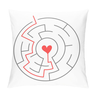 Personality  Simple Circular Maze With Heart Icon Pillow Covers
