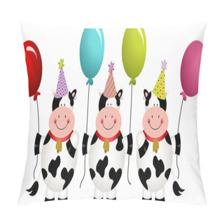 Personality  Birthday Cows With Balloons Pillow Covers