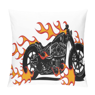 Personality  Dramatic Burning Motorcycle Engulfed In Fierce Fiery Orange Flames And Exploding Sparks Pillow Covers