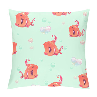 Personality  Seamless Pattern With Funny Red Girl Fishes Pillow Covers