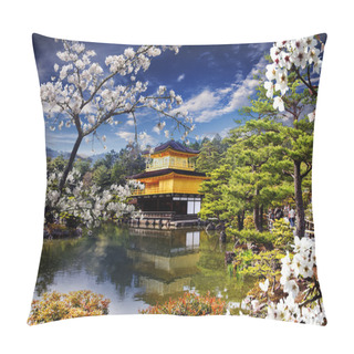 Personality  Beautiful Sakura With Gold Color Temple Pillow Covers