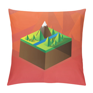 Personality  Square Maquette Of Mountains Pillow Covers