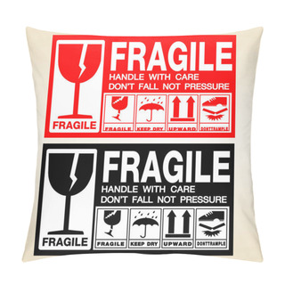 Personality  Fragile Icon Packaging Shipping Handle White Care Vector  Pillow Covers