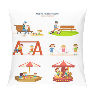Personality  Walking With The Children In The Fresh Air, Cycling, Roundabouts. Pillow Covers
