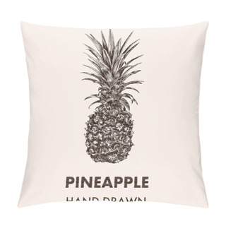 Personality  Sketch Pineapple. Hand Drawn Vector Illustration. Fruit Collecti Pillow Covers