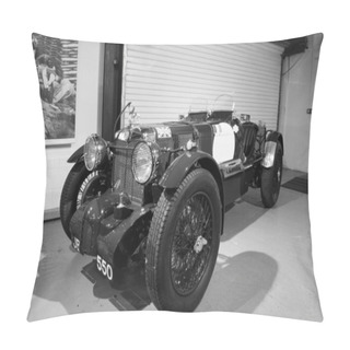 Personality  Sparkford.Somerset.United Kingdom.March 26th 2023.A 1930s MG K Type Sports Car From The Mille Miglia Is On Show At The Haynes Motor Museum In Somerset Pillow Covers