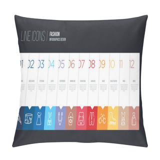 Personality  Infographic Design With 12 Options. Stroke Line Icons Such As Wo Pillow Covers