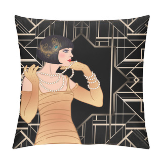 Personality  Art Deco Vintage Invitation Template Design With Illustration Of Pillow Covers